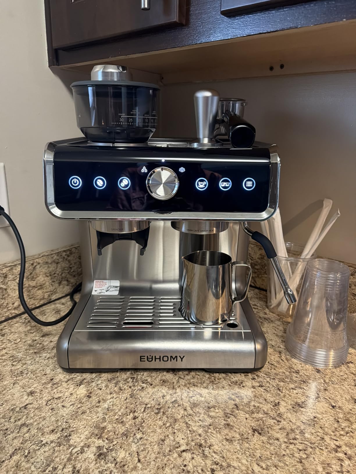 EUHOMY Automatic Espresso Machine with Built-in Grinder and Milk Frother customer photo 1