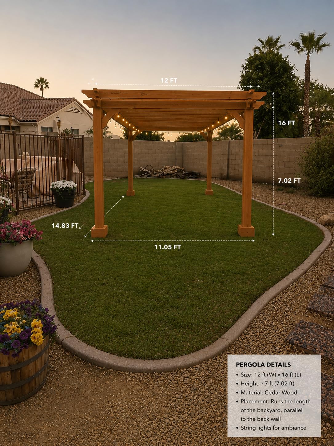 Jocisland 10x12 FT Premium Cedar Wood Pergola with Trellis Roof & Stakes customer photo 1
