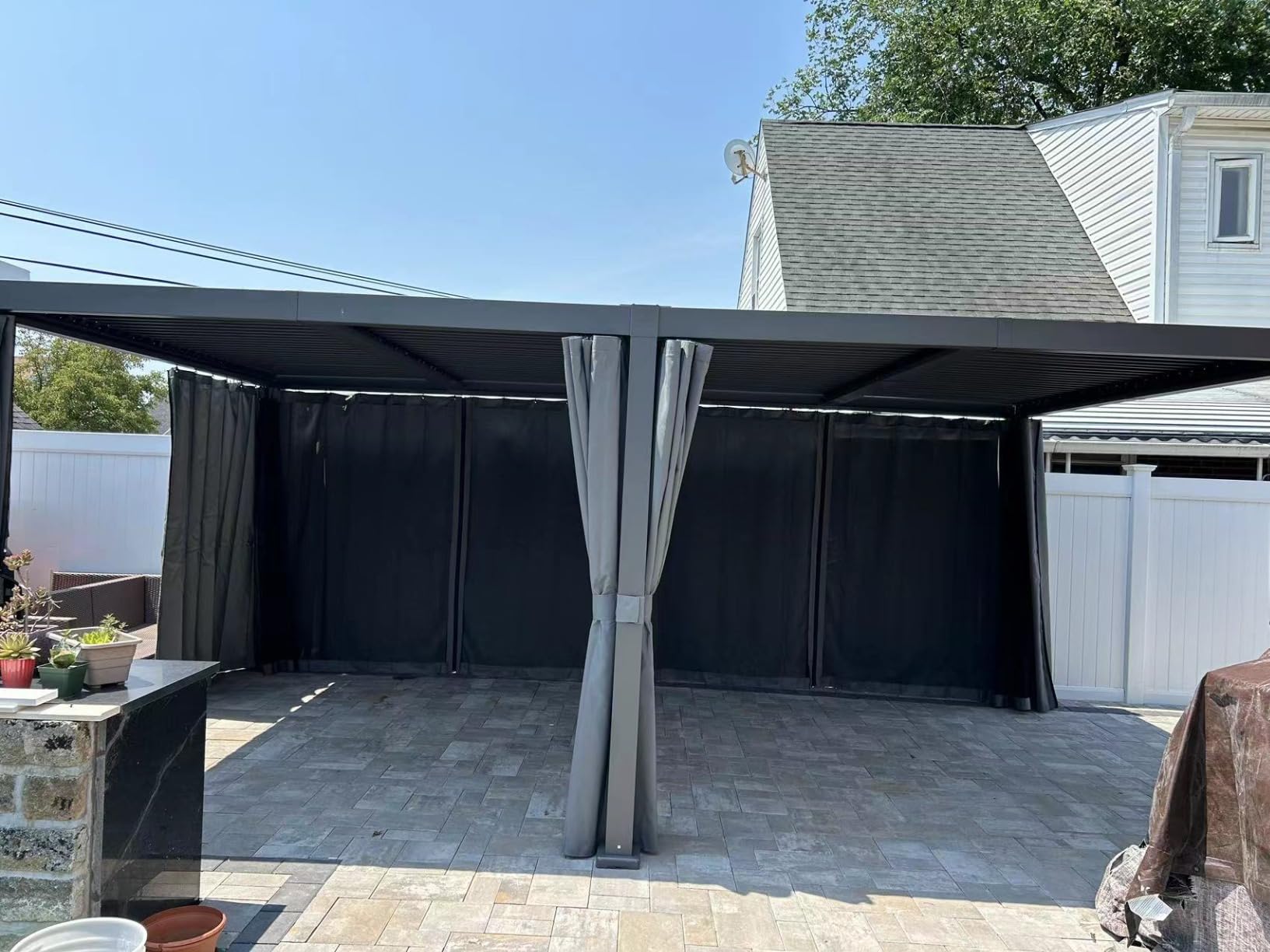Aoxun Louvered Pergola 10x12 All-Aluminum, Waterproof Curtains and Netting customer photo 1