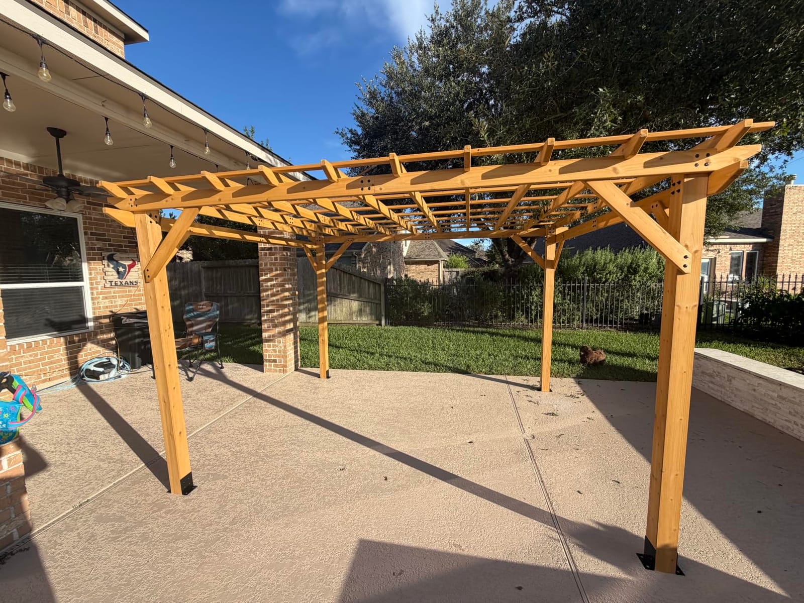 Aoxun Cedar Wood Pergola 10x12, Multi-Level Trellis Roof,100MPH Wind Rating customer photo 2