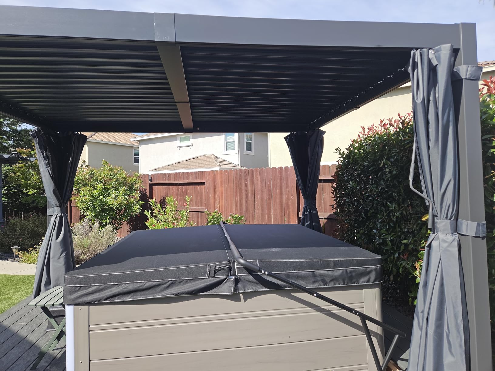 12' x 16' Pergola with Curtain & Adjustable Roof & Aluminum Frame for Patio customer photo 1