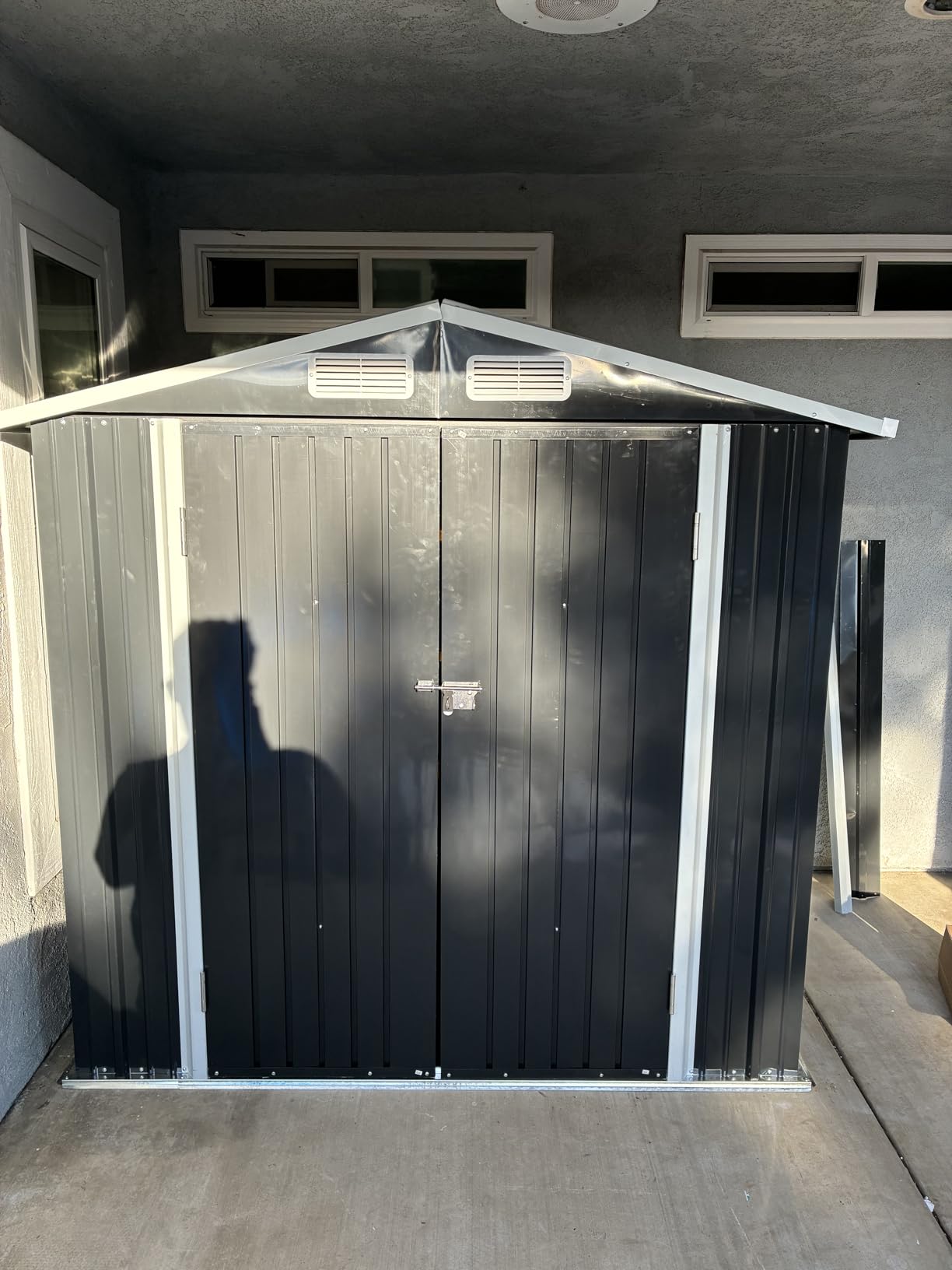 8x6FT Outdoor Storage Shed with Floor Black customer photo 1