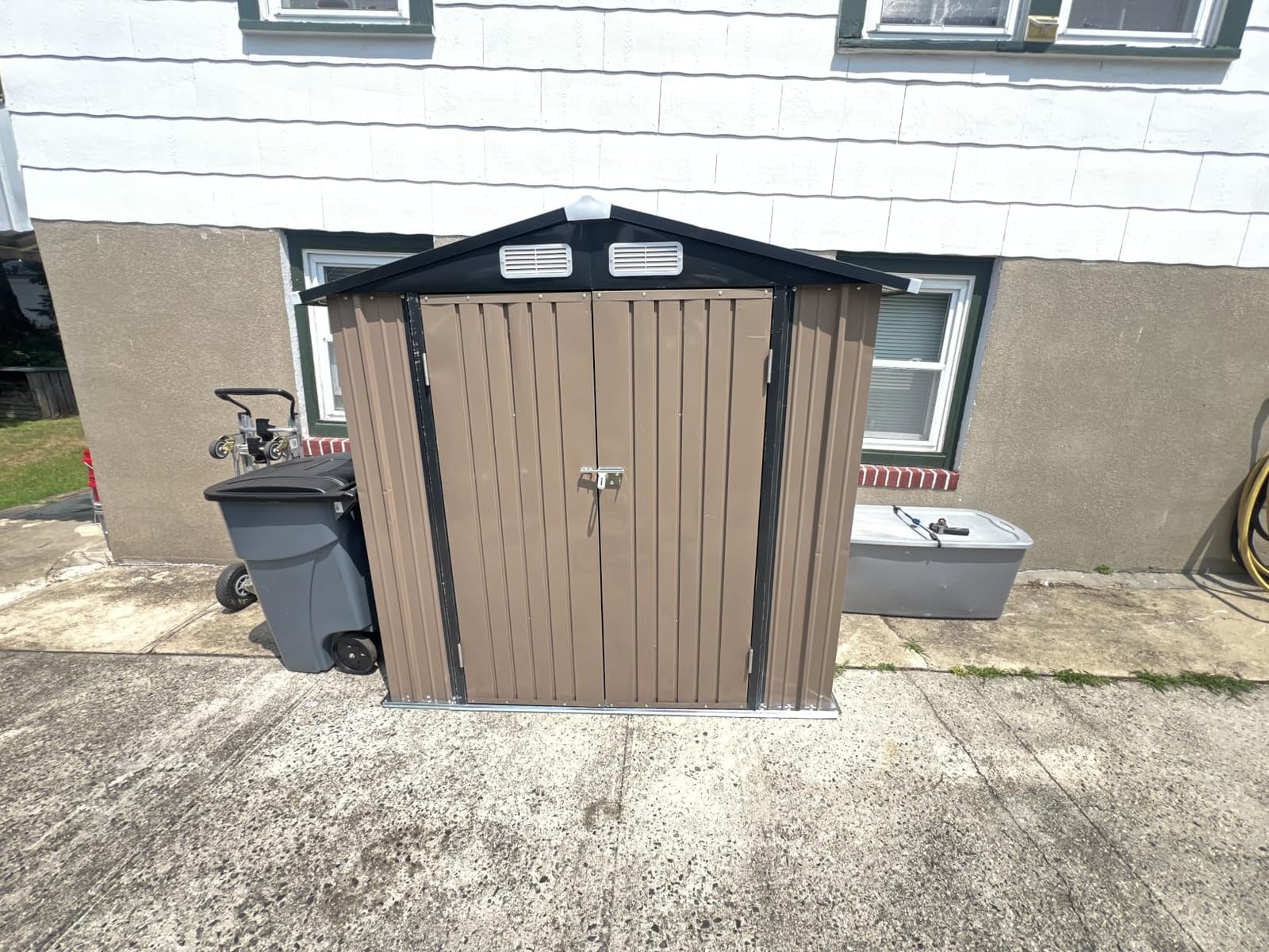 Aoxun 14x12 FT Outdoor Storage Shed with Lockable Double Doors, Brown customer photo 2